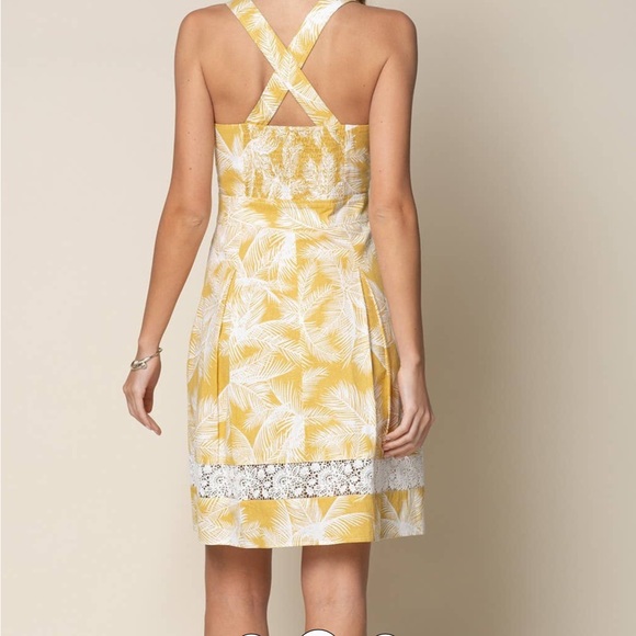 Melissa Fit And Flair Yellow Floral Sundress Lace Trim bohemian NWOT med cotton - Picture 2 of 12